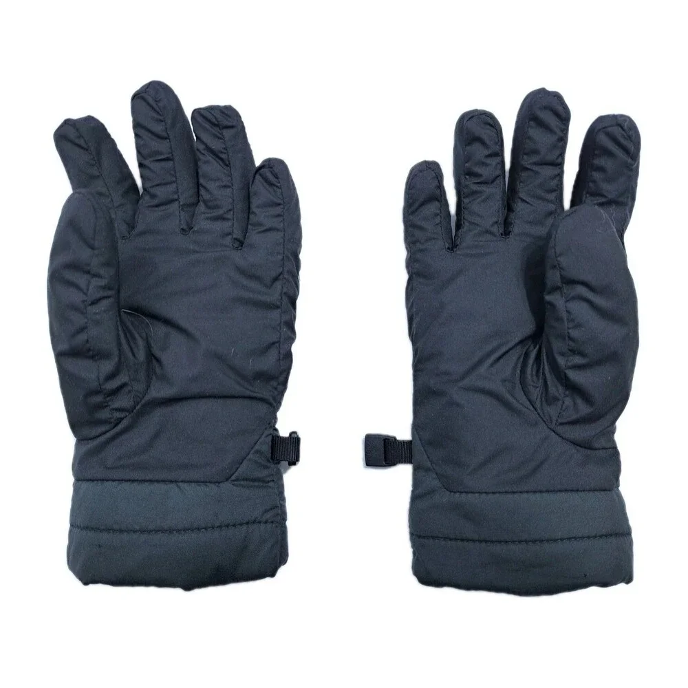 North Face Boys Small Black Insulated Fleece Lined Winter Ski Snow Gloves Black